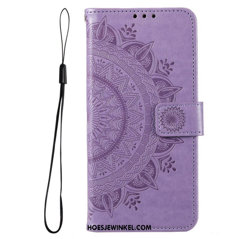 Folio-hoesje voor Samsung Galaxy M33 5G Met Ketting Strappy Zon Mandala