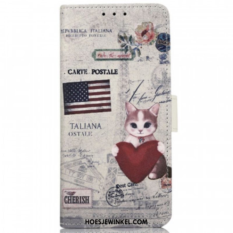 Folio-hoesje voor Samsung Galaxy M33 5G Reiziger Kat