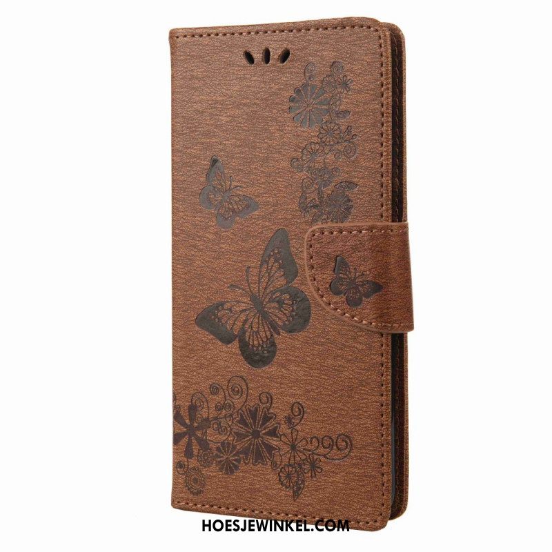 Folio-hoesje voor Samsung Galaxy M53 5G Met Ketting Ontwerp Met Vlinders Met Bandjes