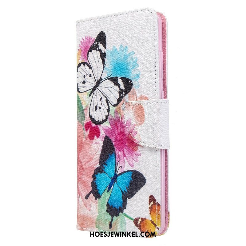 Folio-hoesje voor Samsung Galaxy S20 Plus / S20 Plus 5G Geschilderde Vlinders En Bloemen