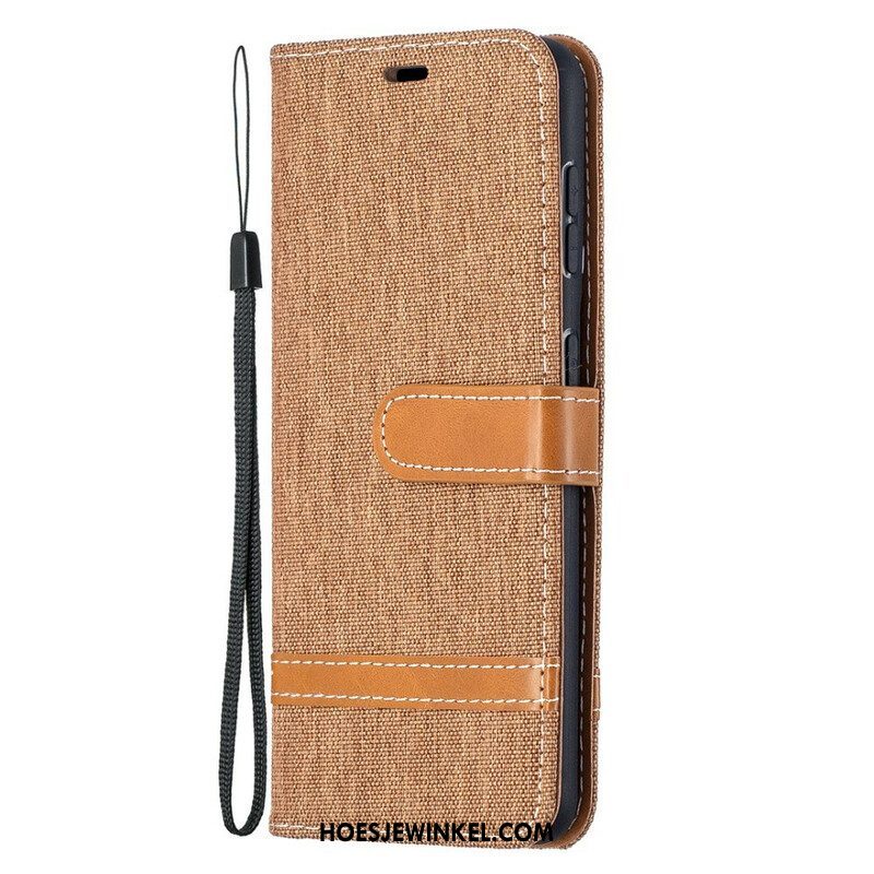 Folio-hoesje voor Samsung Galaxy S21 5G Met Ketting Band Van Stof En Leereffect