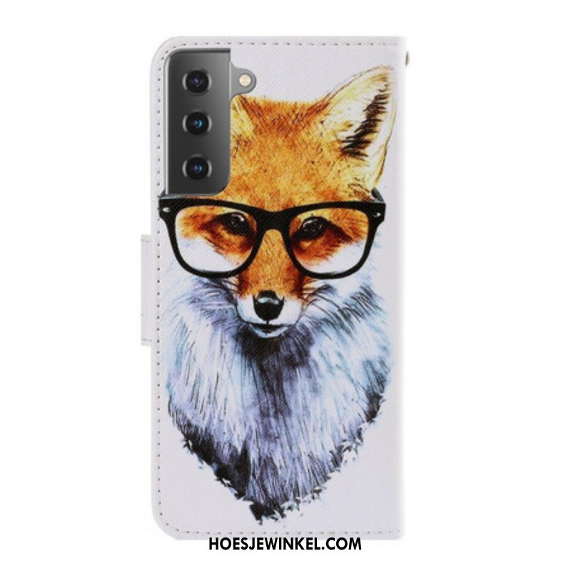 Folio-hoesje voor Samsung Galaxy S21 5G Met Ketting Brainy Fox Met Riem