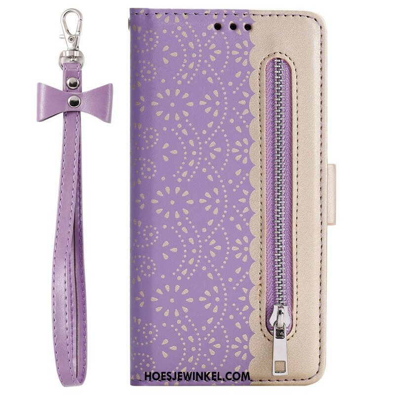 Folio-hoesje voor Samsung Galaxy S21 5G Met Ketting Portemonnee Met Kanten Riem