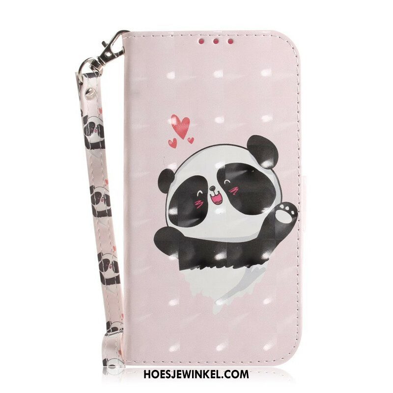 Folio-hoesje voor Samsung Galaxy S21 5G Met Ketting Strakke Panda