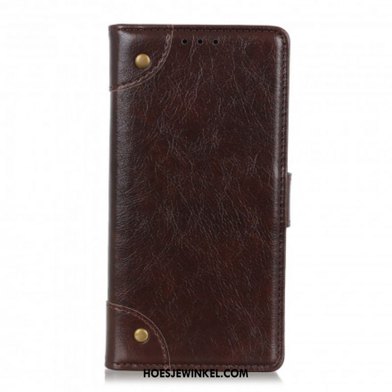 Folio-hoesje voor Samsung Galaxy S21 5G Stijl Nappa Lederen Vintage Klinknagels