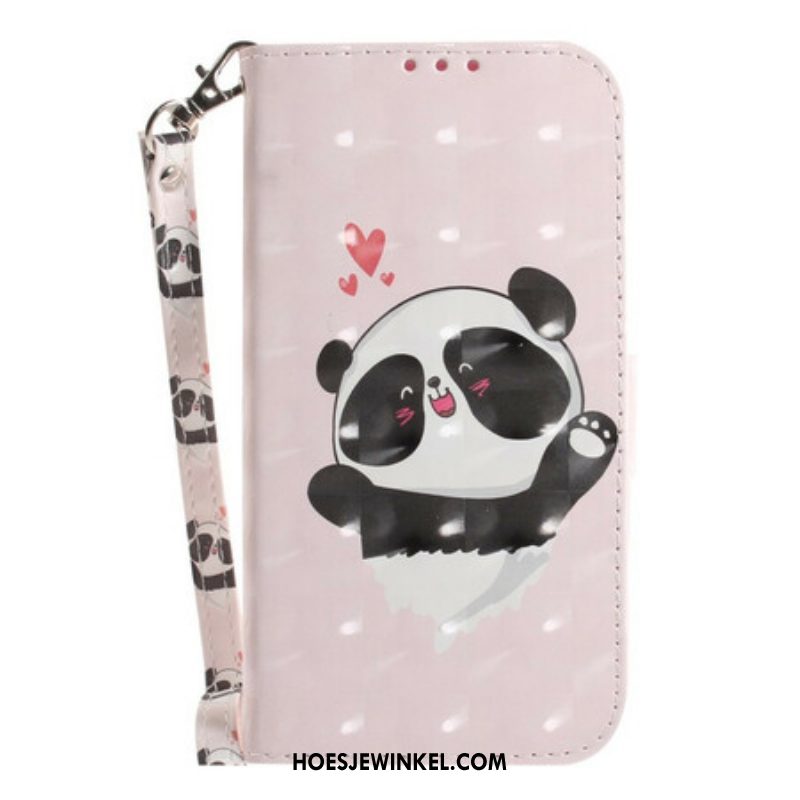 Folio-hoesje voor Samsung Galaxy S21 FE Met Ketting Panda Love Met Sleutelkoord