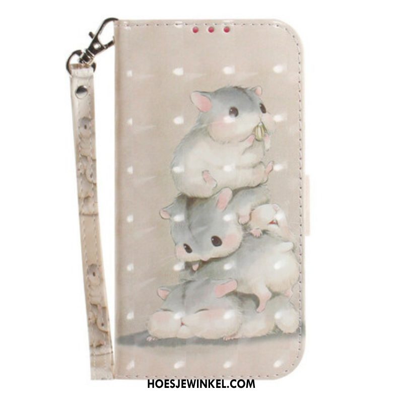 Folio-hoesje voor Samsung Galaxy S21 FE Met Ketting String Hamsters