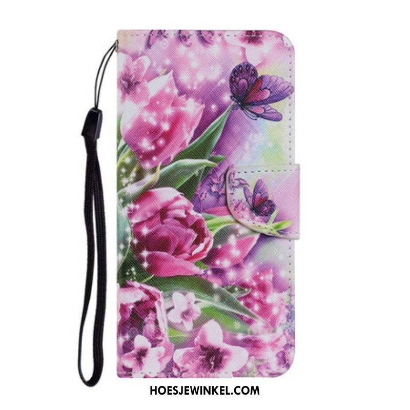 Folio-hoesje voor Samsung Galaxy S21 FE Vlinders En Tulpen