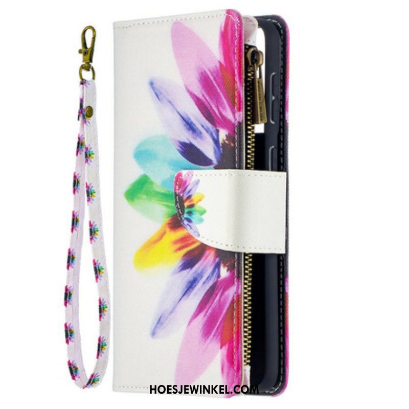 Folio-hoesje voor Samsung Galaxy S21 Plus 5G Aquarel Bloem Zakje Met Ritssluiting