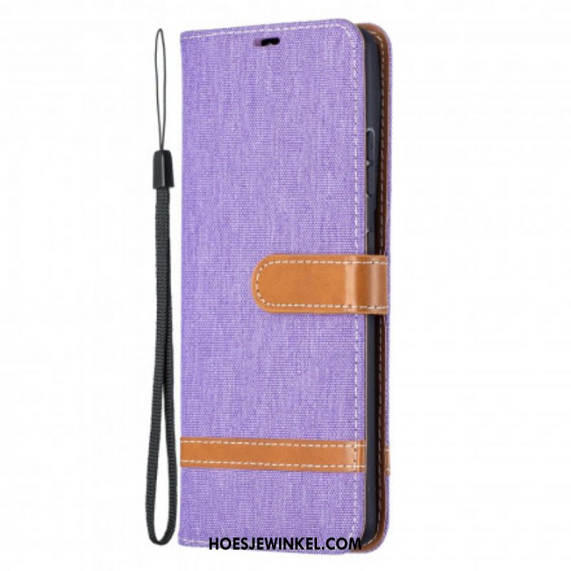 Folio-hoesje voor Samsung Galaxy S21 Ultra 5G Met Ketting Band Van Stof En Leereffect