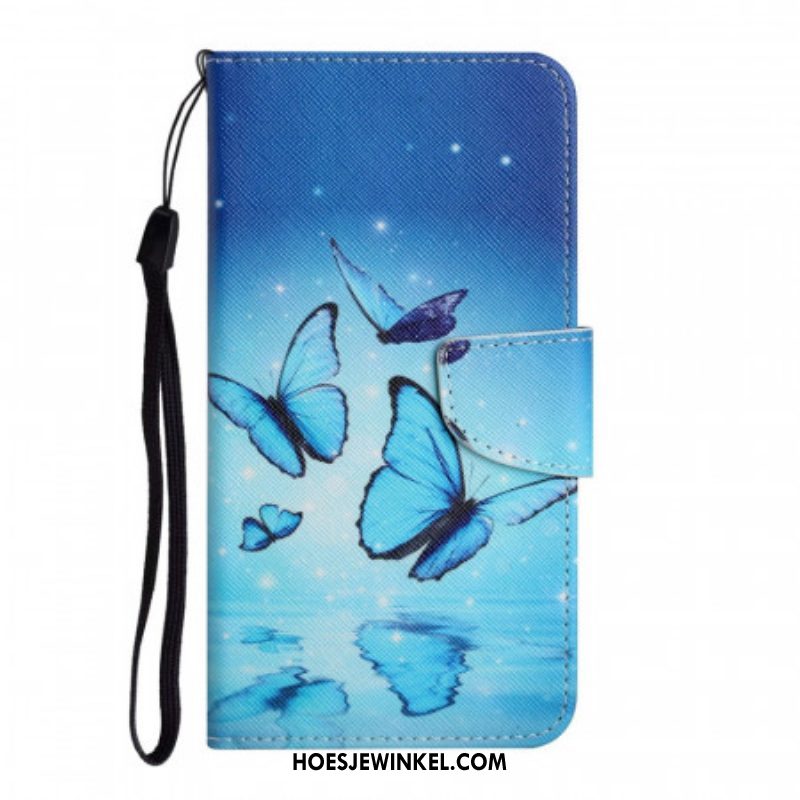 Folio-hoesje voor Samsung Galaxy S22 Ultra 5G Blauwe Vlinders