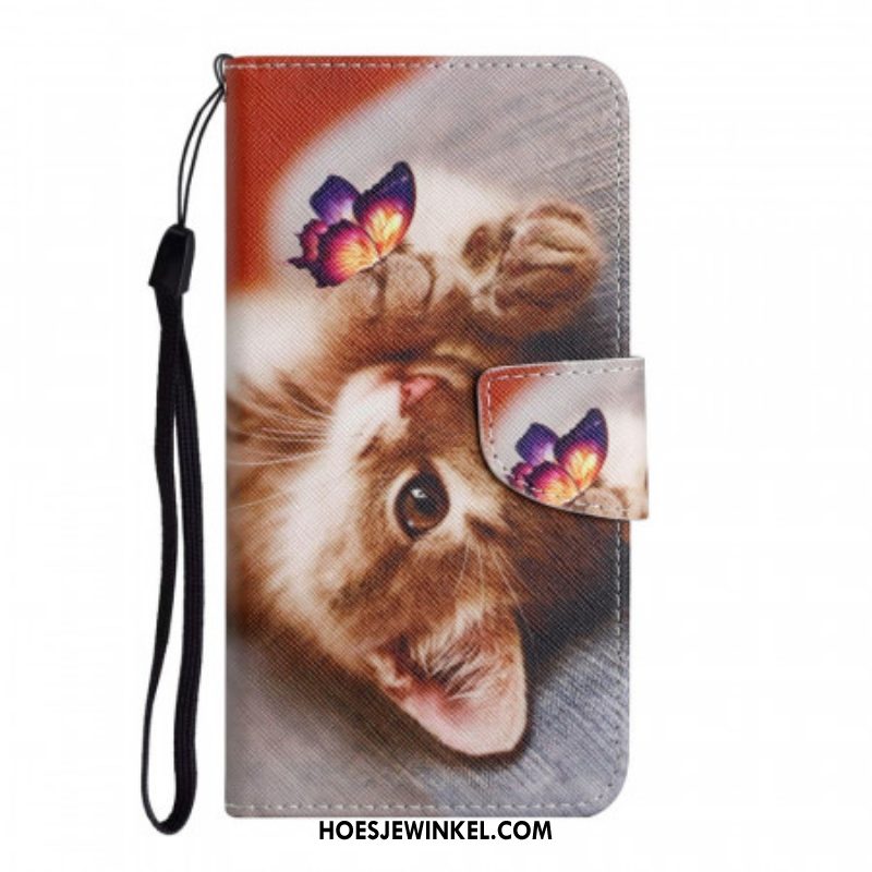 Folio-hoesje voor Samsung Galaxy S22 Ultra 5G Mijn Kitten En Vlinder