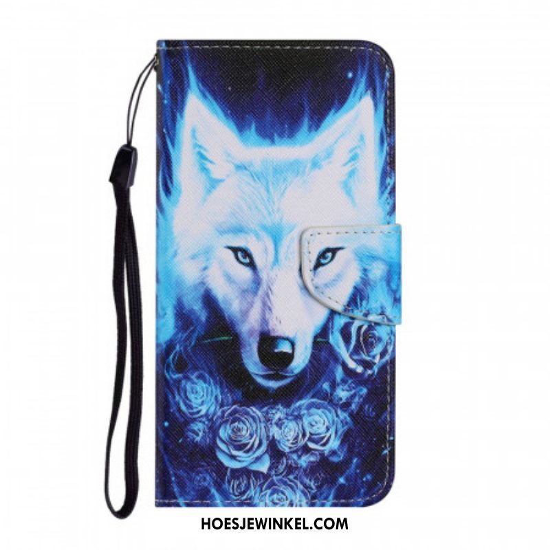 Folio-hoesje voor Samsung Galaxy S22 Ultra 5G Witte Wolf