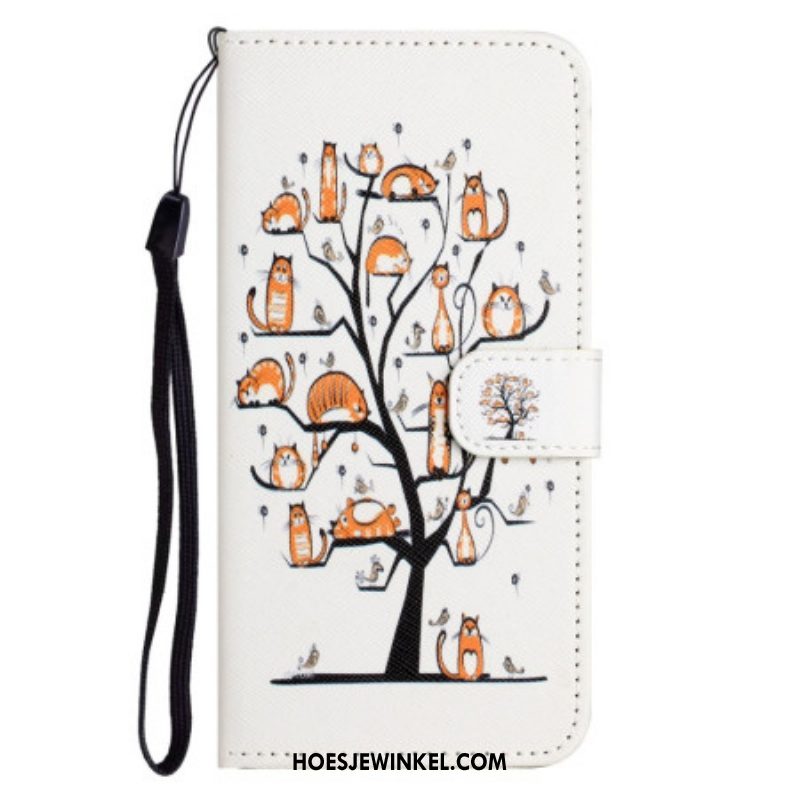 Folio-hoesje voor Samsung Galaxy S23 5G Met Ketting Katten In De String Tree