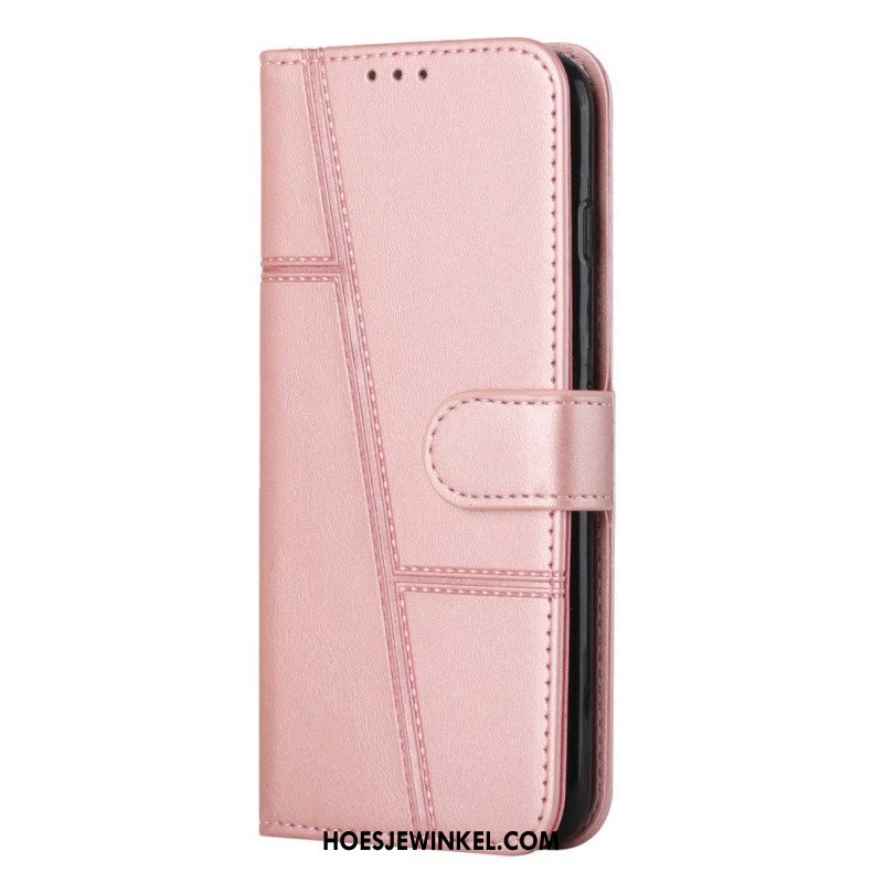 Folio-hoesje voor Samsung Galaxy S23 5G Met Ketting Strappy Geometrische Lederen Stijl