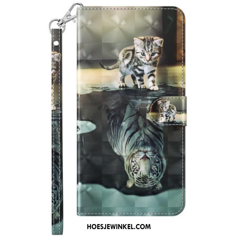 Folio-hoesje voor Samsung Galaxy S23 5G Met Ketting Strappy Kitten Droom