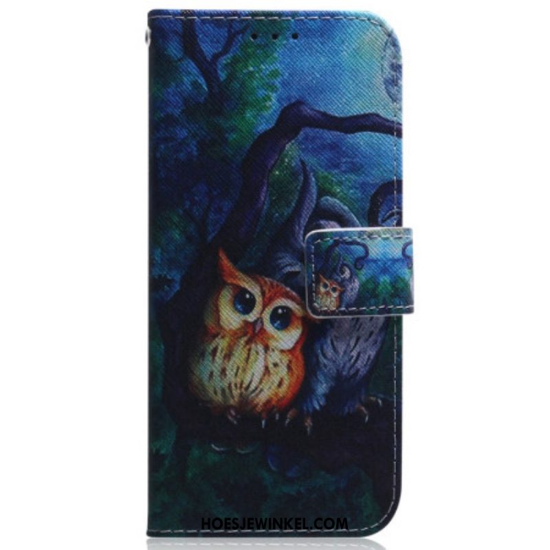 Folio-hoesje voor Samsung Galaxy S23 5G Uilen Schilderen