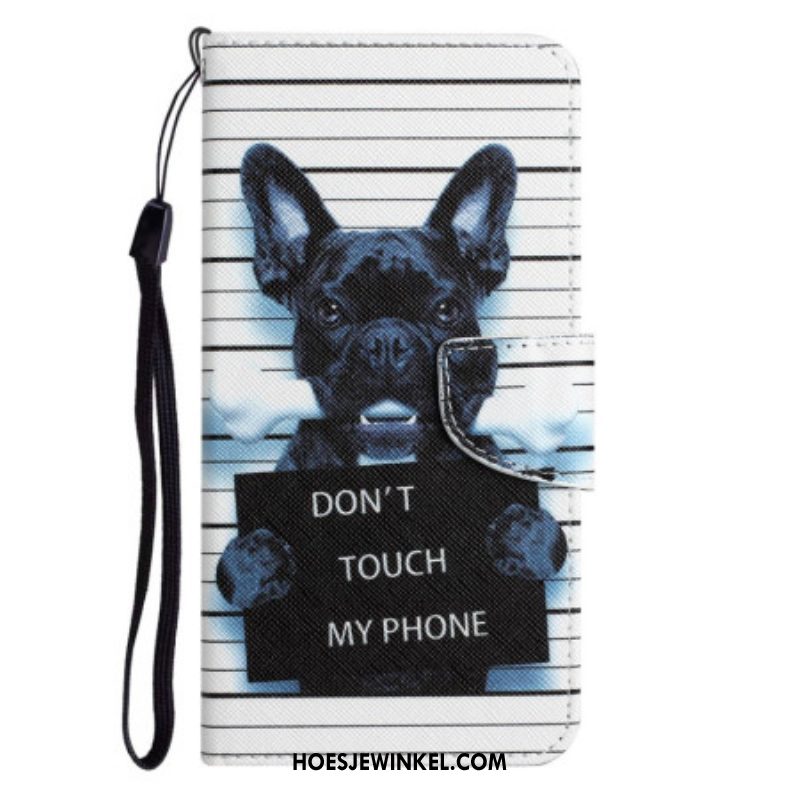 Folio-hoesje voor Samsung Galaxy S23 Plus 5G Met Ketting Hond Raakt Mijn Telefoon Niet Aan Met Lanyard