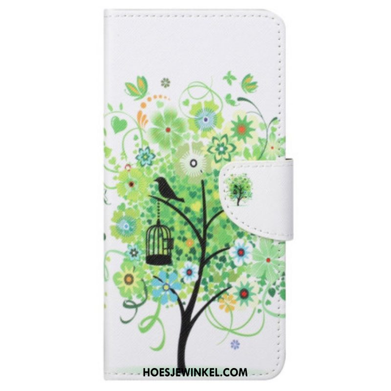 Folio-hoesje voor Samsung Galaxy S23 Ultra 5G Boom Met Groen Blad