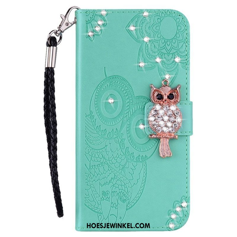 Folio-hoesje voor Samsung Galaxy S23 Ultra 5G Uil Mandala En Charme