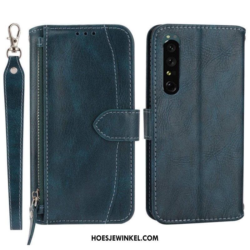 Folio-hoesje voor Sony Xperia 1 IV Portemonnee Leren Portemonnee Met Lanyard En Schouderriem