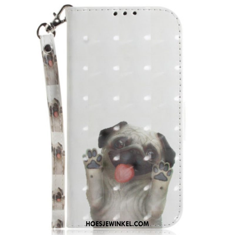 Folio-hoesje voor Xiaomi 12 / 12X Met Ketting String Mopshond