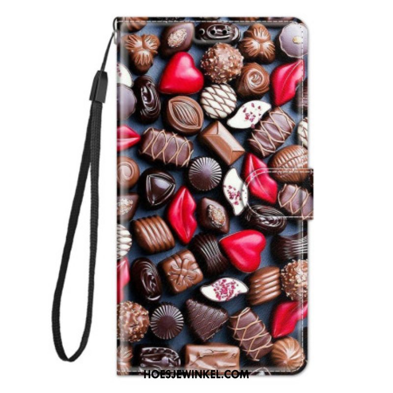 Folio-hoesje voor Xiaomi 12 / 12X Met Ketting Strip Chocolade