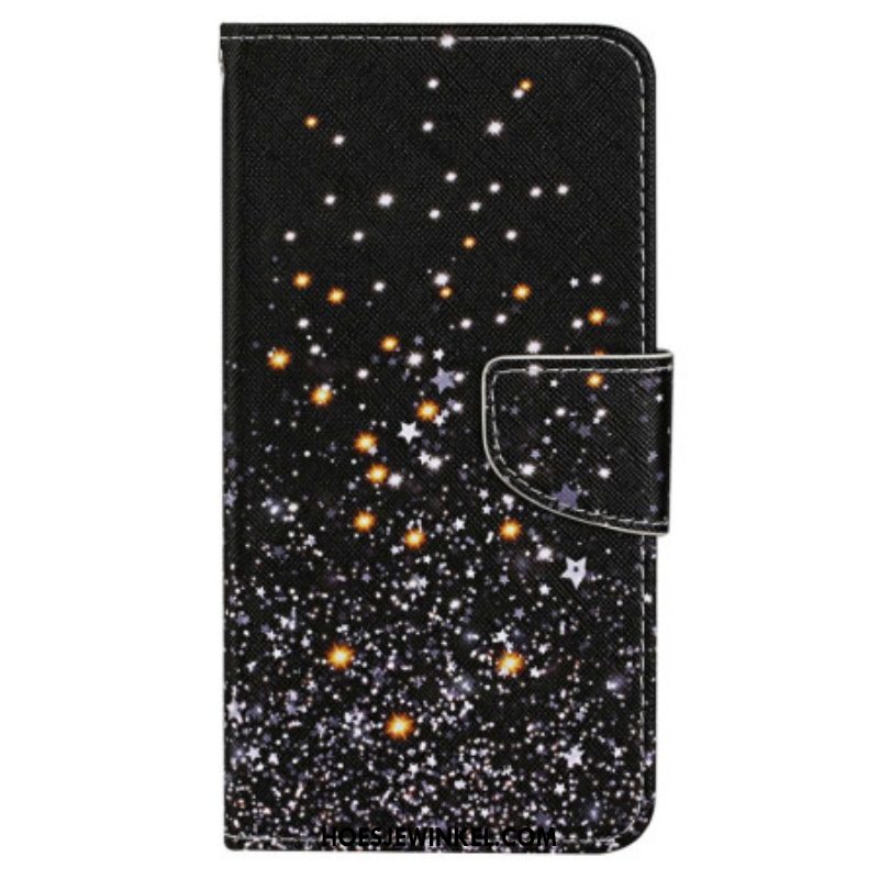 Folio-hoesje voor Xiaomi 12T / 12T Pro Met Ketting Zwarte Bandjes