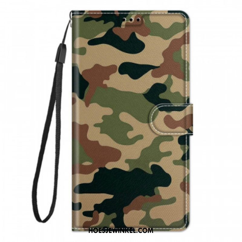 Folio-hoesje voor Xiaomi Redmi Note 10 Pro Met Ketting Strappy Militaire Camouflage