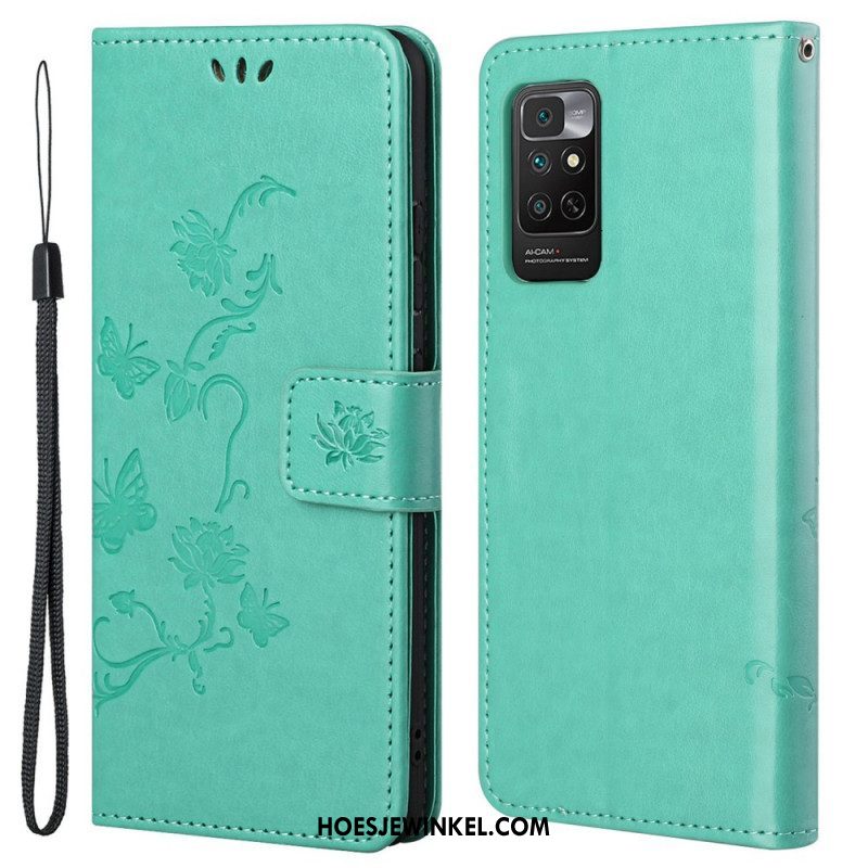 Folio-hoesje voor Xiaomi Redmi Note 11 / 11S Met Ketting Riem Bloemen