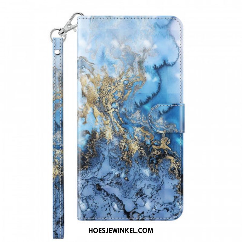 Folio-hoesje voor Xiaomi Redmi Note 11 Pro / 11 Pro 5G Marmeren Ontwerp Met Lanyard