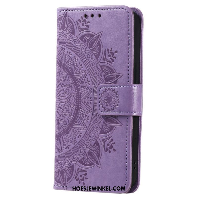 Folio-hoesje voor Xiaomi Redmi Note 12 4G Mandala Zon Met Lanyard