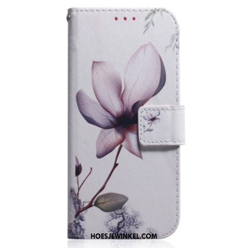 Folio-hoesje voor Xiaomi Redmi Note 12 5G Met Ketting Oude Bandbloem