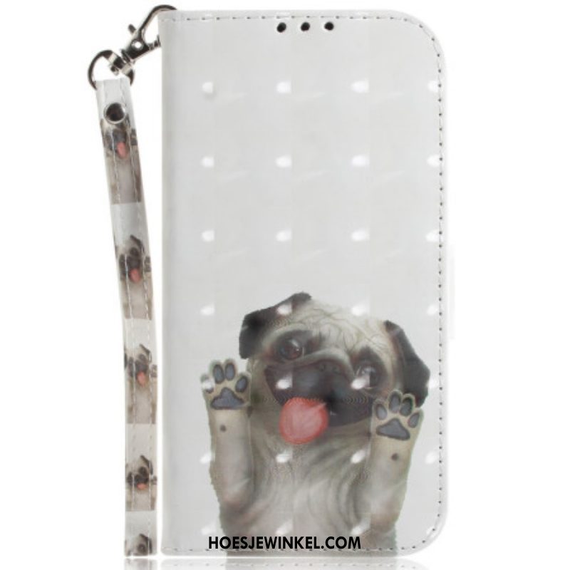 Folio-hoesje voor Xiaomi Redmi Note 12 5G Met Ketting String Mopshond