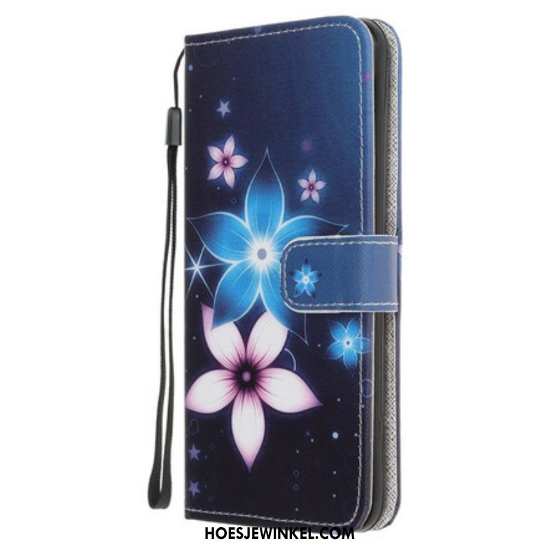 Folio-hoesje voor iPhone 13 Mini Met Ketting Maanband Bloemen