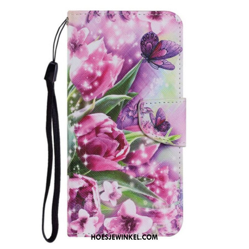 Folio-hoesje voor iPhone 13 Pro Vlinders En Tulpen