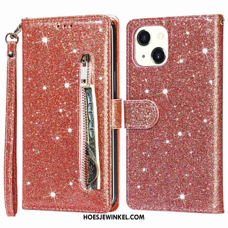 Folio-hoesje voor iPhone 14 Plus Glitter Portemonnee