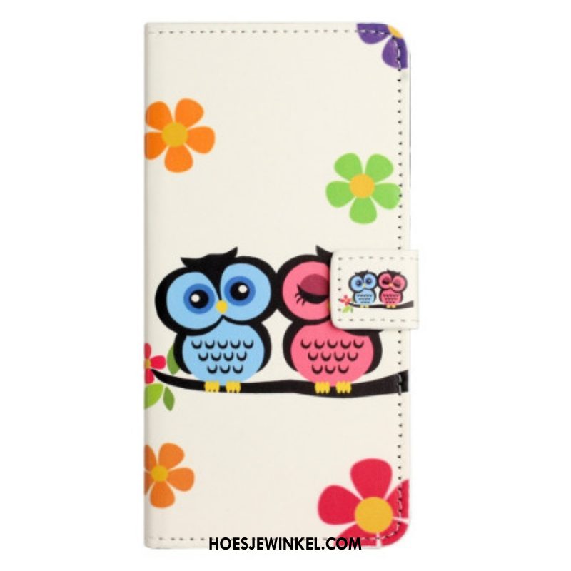 Folio-hoesje voor iPhone 14 Pro Paar Uilen