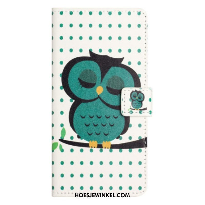 Folio-hoesje voor iPhone 14 Pro Slapende Uil