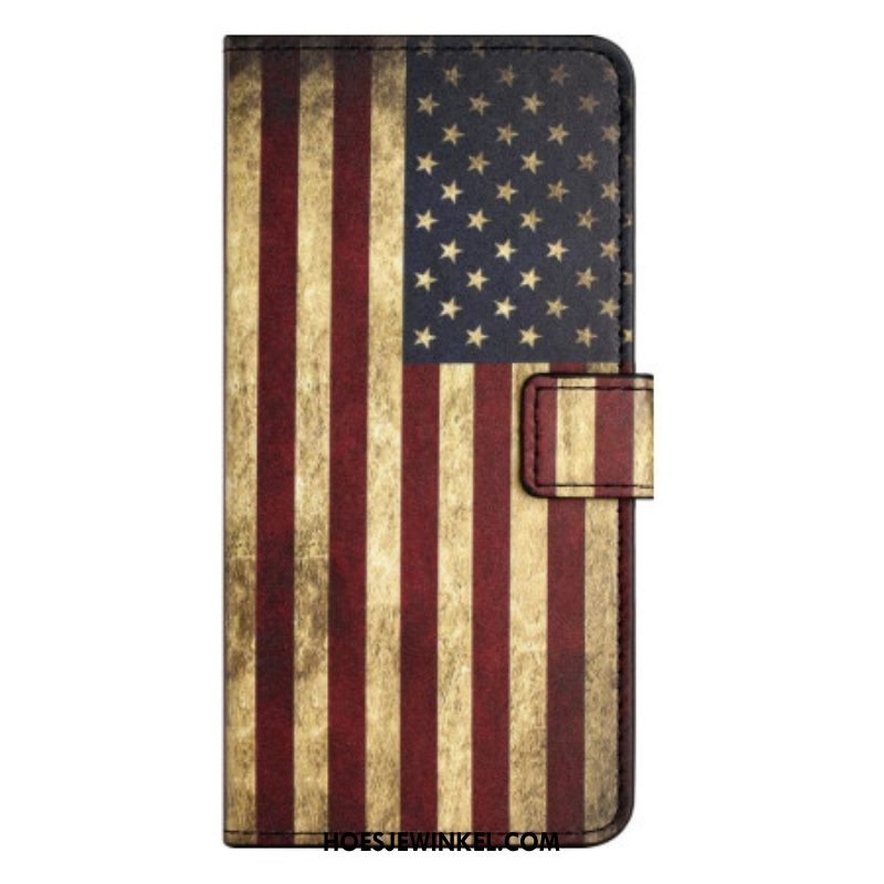 Folio-hoesje voor iPhone 14 Vintage Amerikaanse Vlag