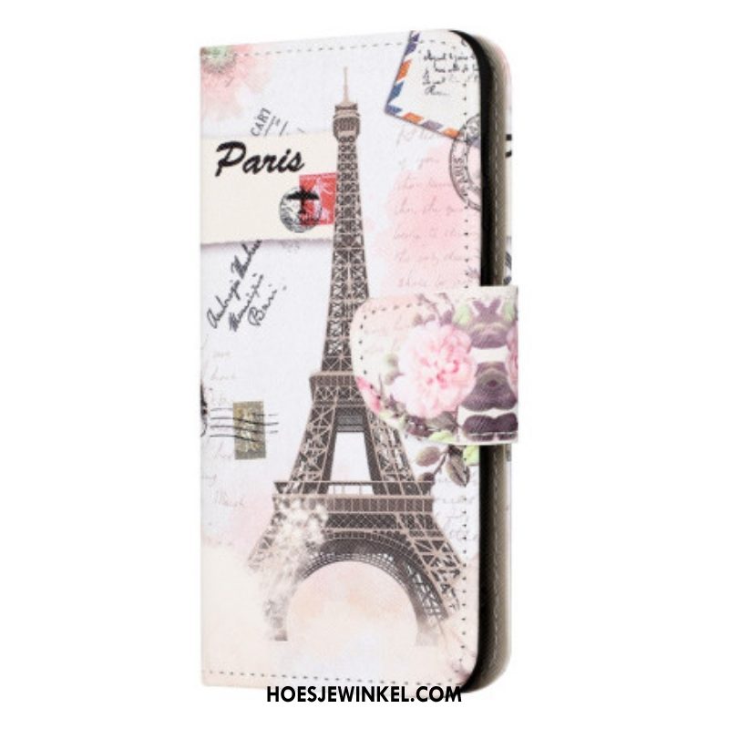 Folio-hoesje voor iPhone 15 Plus Vintage Eiffeltoren