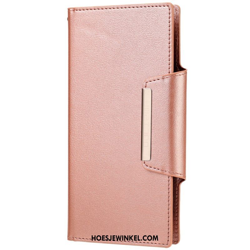 Hoesje Flip Case voor Samsung Galaxy S23 Ultra 5G Afneembare Zilveren Gesp