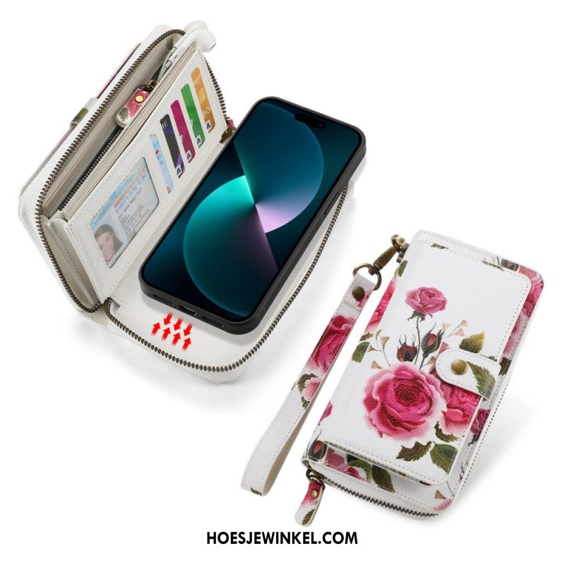 Hoesje Flip Case voor iPhone 15 Pro Max Afneembare Schaal En Handmatige Riem
