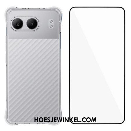 Hoesje Oneplus Nord 4 Verstevigd Transparant Met Gehard Glazen Schermbeschermer Bescherming Hoesje