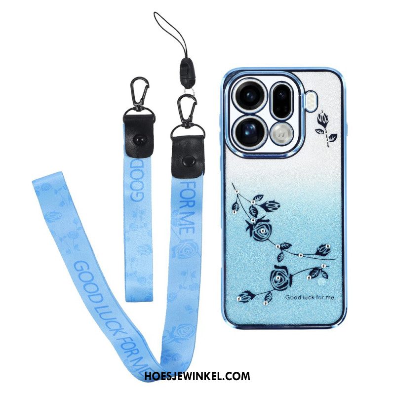 Hoesje Oppo Find X9 Pro 5g Bandjes Met Bloemen En Strass