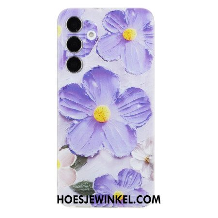 Hoesje Samsung Galaxy A17 4g / 5g Paarse Bloemen Bescherming Hoesje