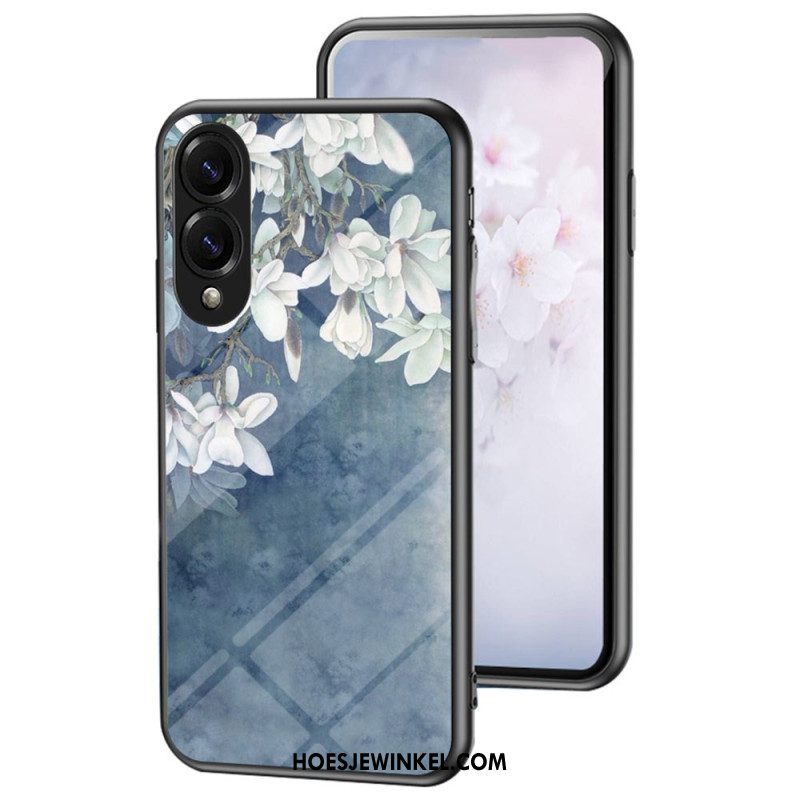 Hoesje Samsung Galaxy S25 5g Edge Bloemenpatroon Van Gehard Glas Bescherming Hoesje