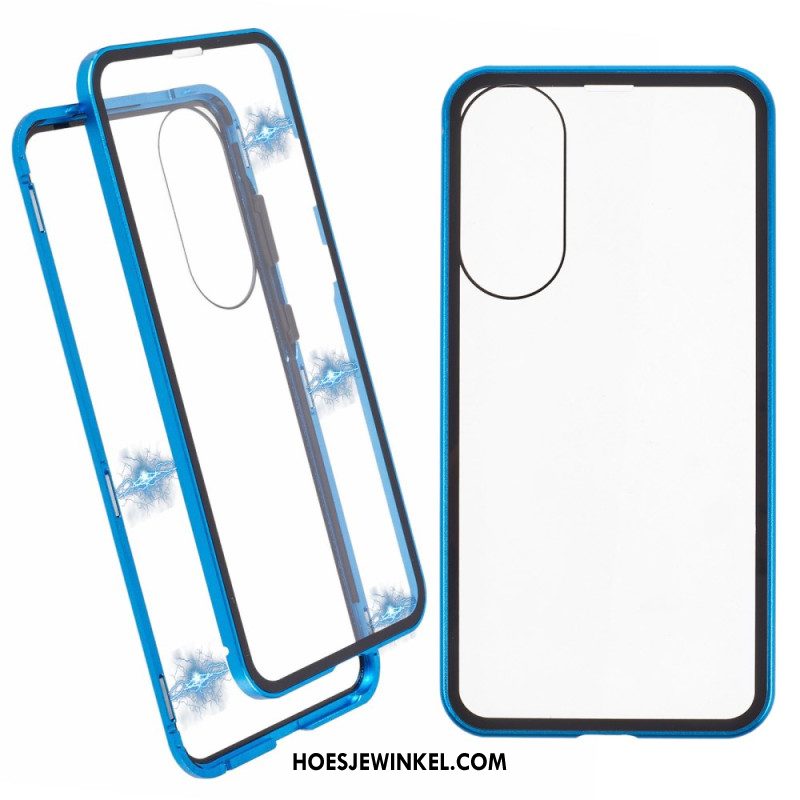 Hoesje Samsung Galaxy S25 5g Edge Gehard Glas En Magnetisch Frame Bescherming Hoesje