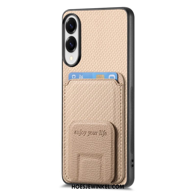 Hoesje Samsung Galaxy S25 5g Edge Kaarthouder Met Koolstofvezeltextuur En Geïntegreerde Standaard