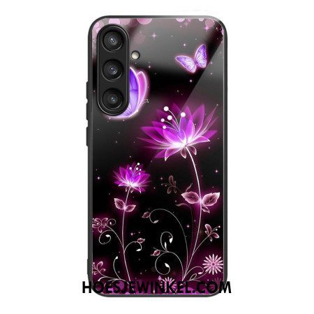 Hoesje Samsung Galaxy S25 5g Gehard Glas Met Bloemen En Vlinders